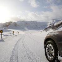 Car in snowy landscape
