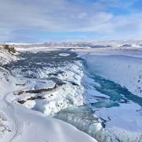 gullfoss waterfall in winter